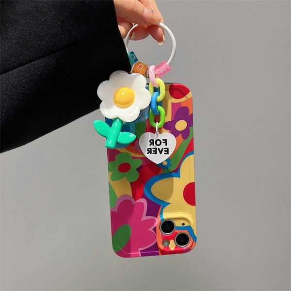 Graffiti Flower Keychain iPhone Case - HoHo Cases iPhone 14 Pro Max / White Flower
