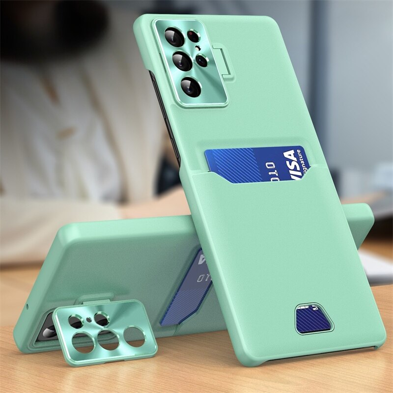 Luxury Leather Samsung Galaxy Case with Card Holder - HoHo Cases For Samsung Galaxy Note 20 / Mint Green