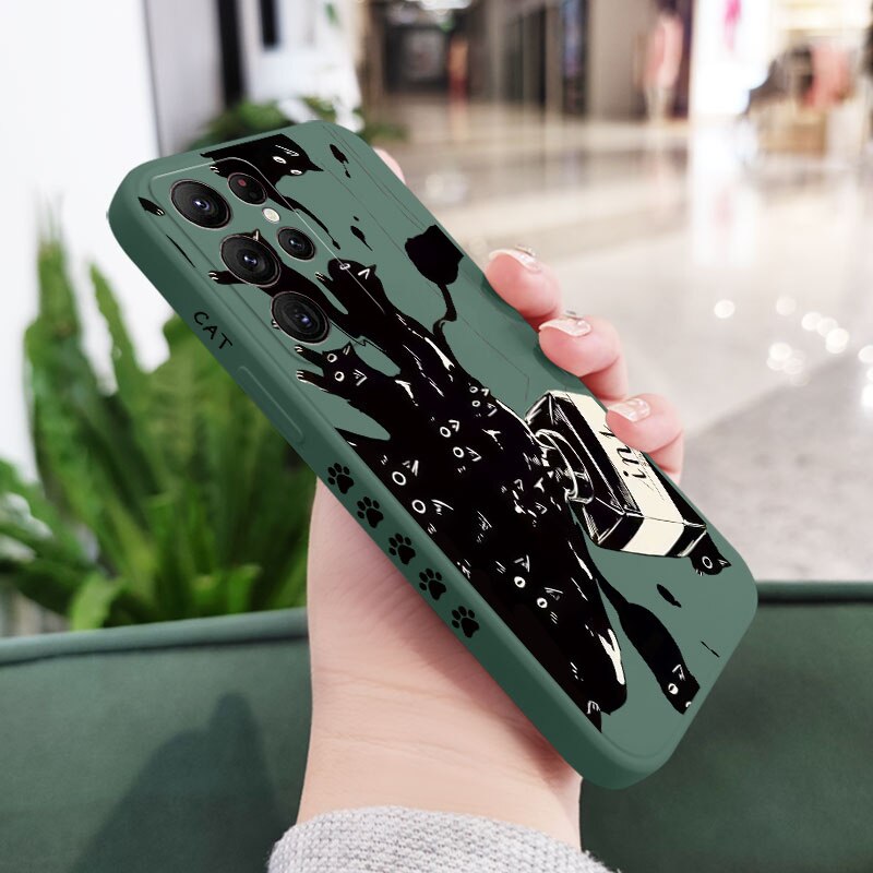 Naughty Cat Samsung Galaxy Case - HoHo Cases Samsung Galaxy S23 Ultra / Dark Green 2 / China