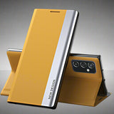 Plating Leather Magnetic Flip Samsung Galaxy Case - HoHo Cases For Samsung Galaxy S21 Ultra / Yellow