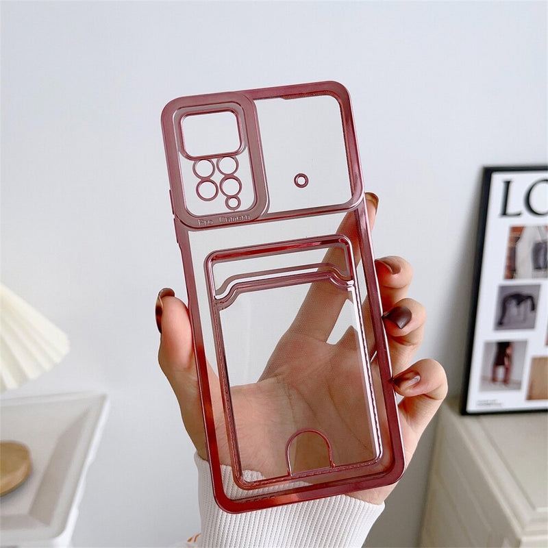 Plating Clear Card Slot Holder Samsung Galaxy Case - HoHo Cases For Samsung Galaxy S23 / Rose Gold
