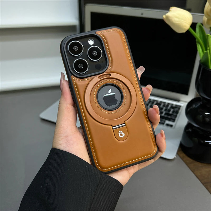 Luxury Magnetic Stand-Ring iPhone Case with Logo Cover