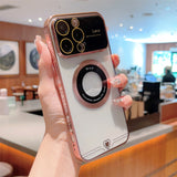 Magnetic Plating Heart Clear iPhone 15 Cases