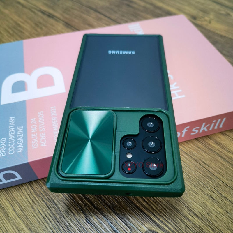 Stylish Transparent Samsung Case with Camera Cover - HoHo Cases Samsung Galaxy A73 / Green