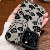 Fashion Sheepskin Retro Rose Pattern iPhone Case - HoHo Cases