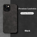 Luxury Shockproof Matte Lambskin iPhone Case - HoHo Cases For iPhone 14 / Black