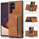Triple Folded Matte Leather Wallet Samsung Galaxy Case - HoHo Cases For Samsung Galaxy S20 / Brown