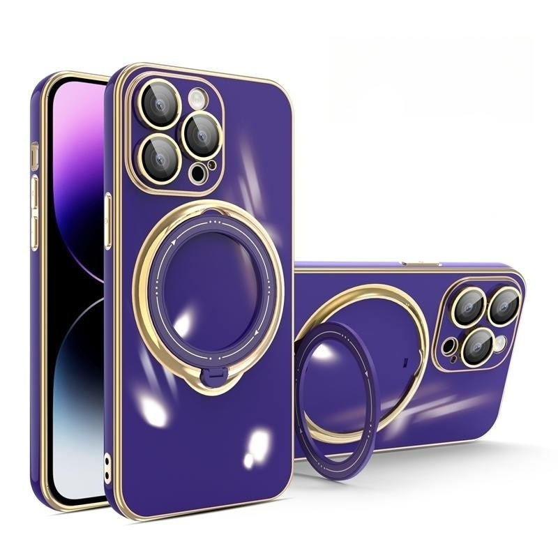 Luxury Plating MagSafe iPhone Case with Ring Holder - HoHo Cases iPhone 14 Pro Max / Purple