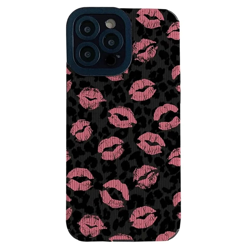 Fashion Pink-Lip Leopard Print iPhone Case - HoHo Cases