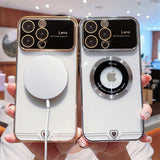 Magnetic Plating Heart Clear iPhone 15 Cases