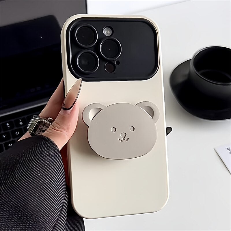 Cute 3D Bear Holder Gradient iPhone Case