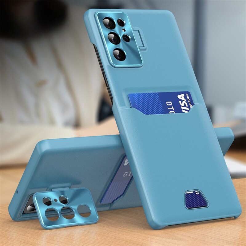 Luxury Leather Samsung Galaxy Case with Card Holder - HoHo Cases For Samsung Galaxy Note 20 / Lake Blue