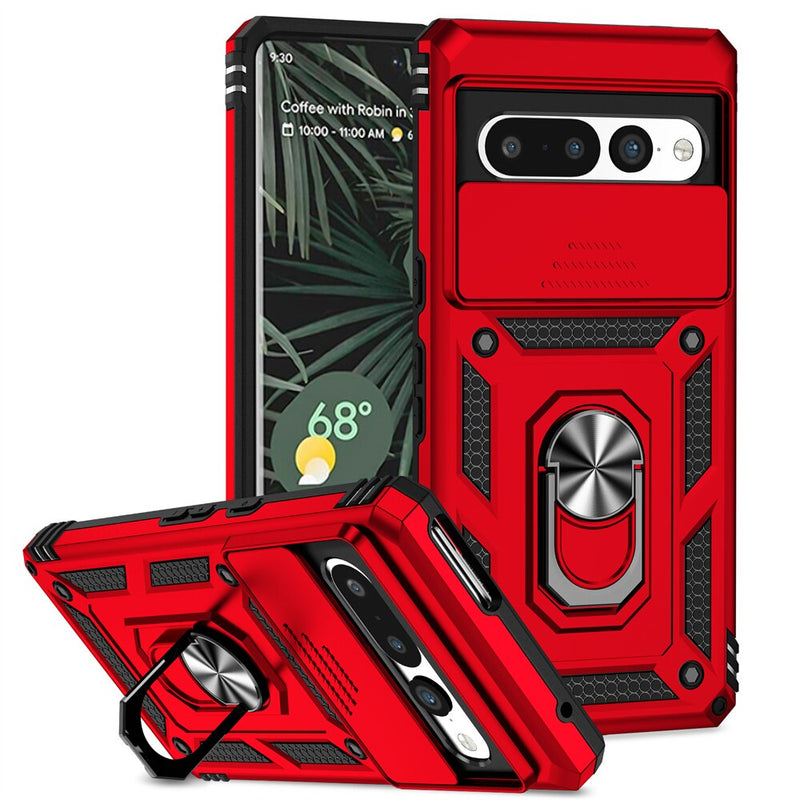 Lens Protective Rugged Military Grade Google Pixel Case - HoHo Cases For Google Pixel 7 Pro / red