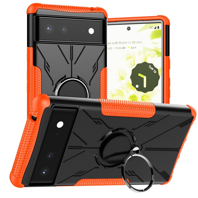 Armor Shockproof Google Pixel Case with Ring - HoHo Cases For Google Pixel 6 / Orange