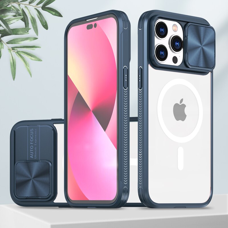 Luxury Transparent MagSafe iPhone Case with Camera Cover - HoHo Cases For iPhone X / Blue