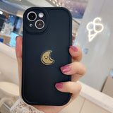 Cute Moon & Sun Soft Silicone iPhone Case - HoHo Cases For iPhone 7(8) / Moon Black