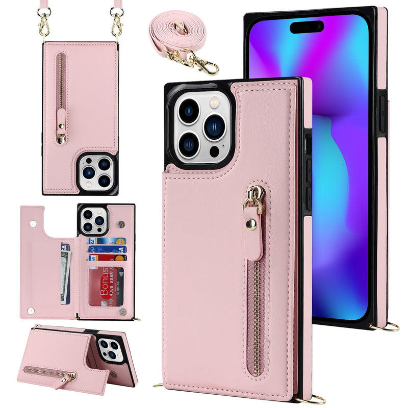 RFID Zipper Wallet Lanyard iPhone Case