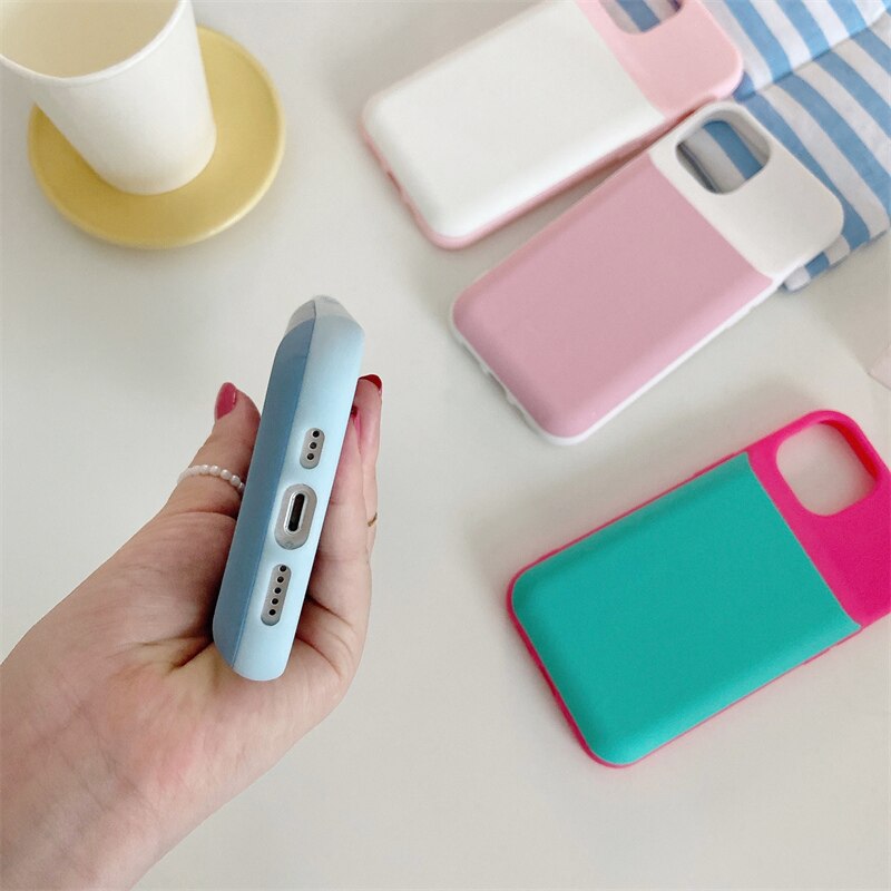 Dual-Pastel Color Soft Silicone iPhone Case - HoHo Cases
