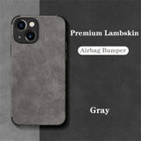 Luxury Shockproof Matte Lambskin iPhone Case - HoHo Cases For iPhone 14 / Gray