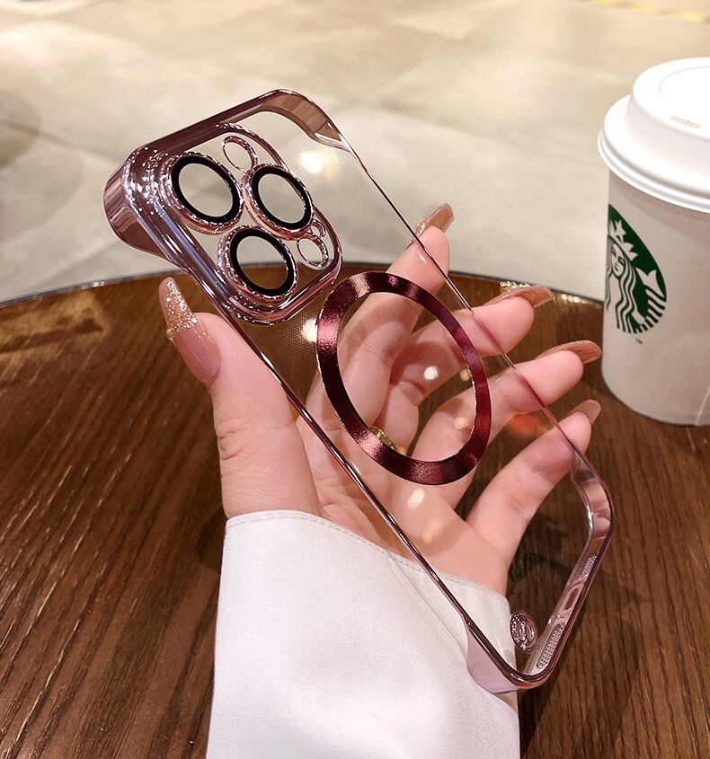 Luxury Plating Clear Frameless iPhone Case - HoHo Cases Pink / For iPhone 12