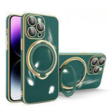 Luxury Plating MagSafe iPhone Case with Ring Holder - HoHo Cases iPhone 14 Pro Max / Dark Green