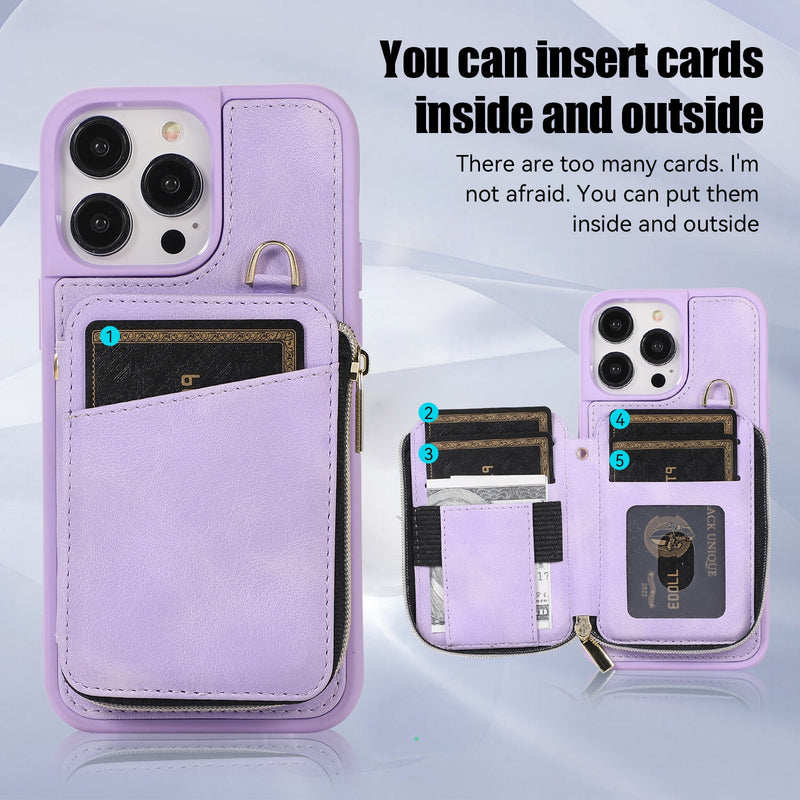 Crossbody Leather Zipper iPhone Case