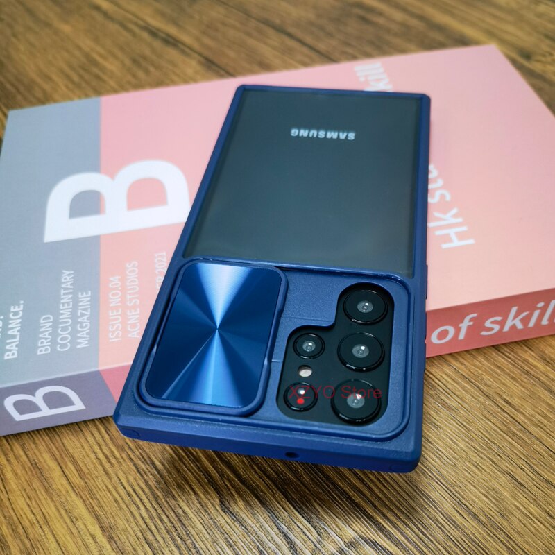 Stylish Transparent Samsung Case with Camera Cover - HoHo Cases Samsung Galaxy A73 / Cyan