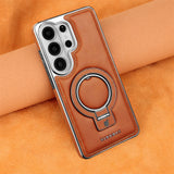 Wireless Charging Leather Samsung Cases with Ring Stand