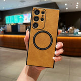 Shockproof Suede Leather MagSafe Samsung Case