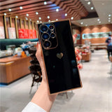 Plating Cute Love Silicone Samsung Galaxy Case - HoHo Cases Samsung Galaxy S24 Ultra / Black