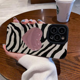 Fashion Pink Love Heart Zebra Pattern iPhone Case - HoHo Cases