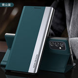 Plating Leather Magnetic Flip Samsung Galaxy Case - HoHo Cases For Samsung Galaxy S21 Ultra / Cyan Blue