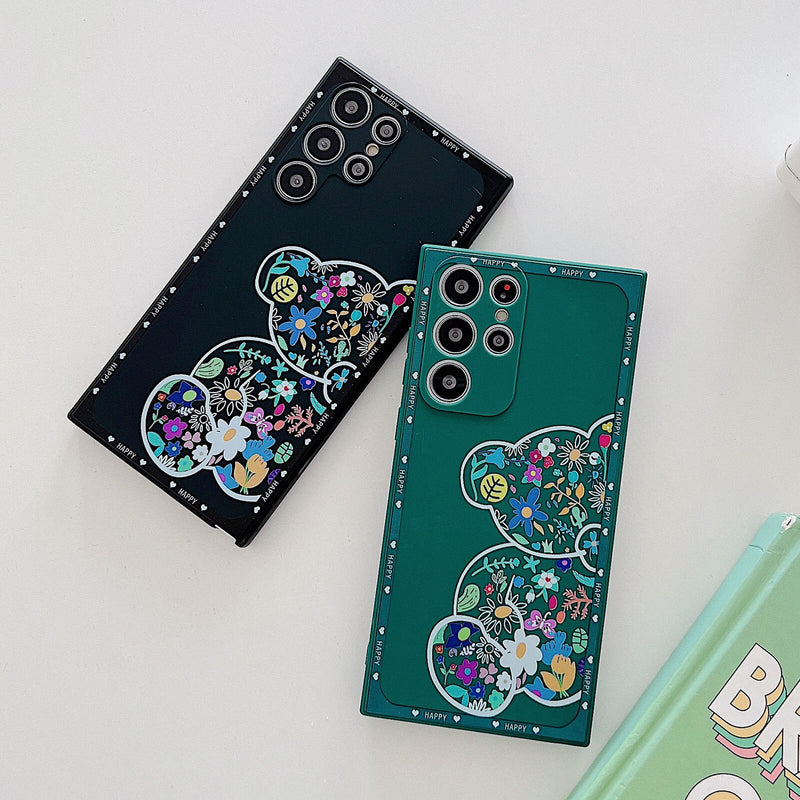 Cute Floral Bear Samsung Galaxy Case - HoHo Cases
