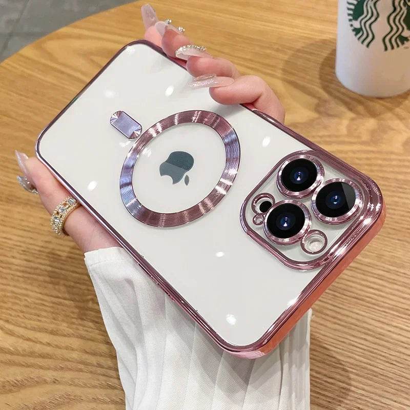 Luxury Wireless Charge Cover With Lens Protector iPhone Case