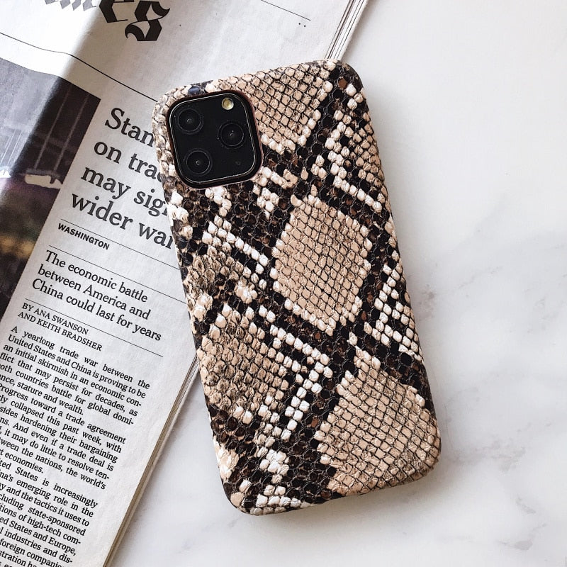 Luxury Chic Snake Texture Leather iPhone Case - HoHo Cases For iPhone 14 Pro Max / D