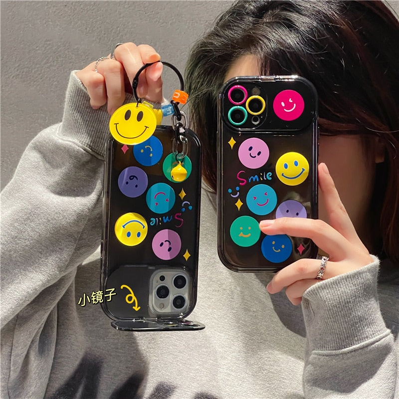 Cute Mirror Smiley Keychain iPhone Case