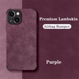 Luxury Shockproof Matte Lambskin iPhone Case - HoHo Cases For iPhone 14 / Plum