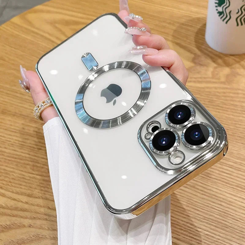 Luxury Wireless Charge Cover With Lens Protector iPhone Case