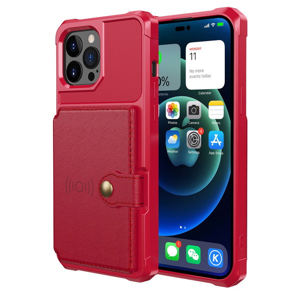 Magnetic Wallet Leather iPhone Case - HoHo Cases iphone 15 Pro Max / Red
