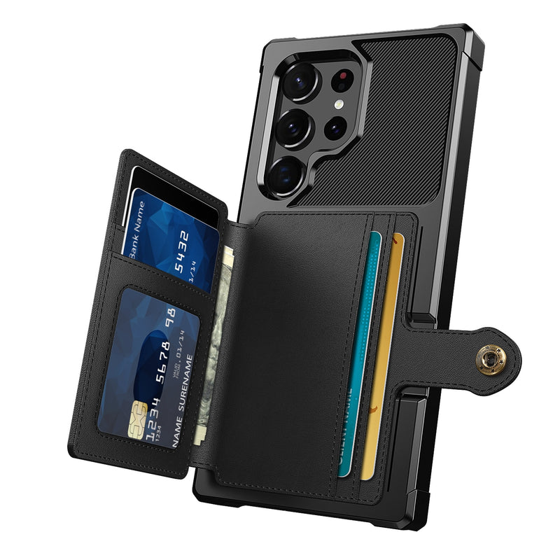 Leather Flip Wallet Samsung Galaxy Case - HoHo Cases Samsung Galaxy S23 Ultra / Black / China