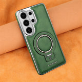Wireless Charging Leather Samsung Cases with Ring Stand