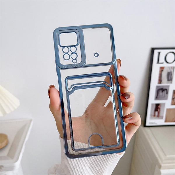 Plating Clear Card Slot Holder Samsung Galaxy Case - HoHo Cases For Samsung Galaxy S23 / Sierra Blue