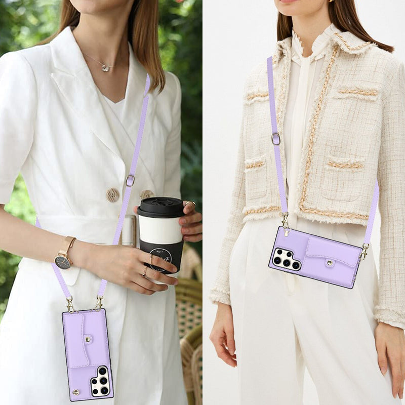 Lanyard Leather Multi Cards Wallet Samsung Galaxy Case - HoHo Cases