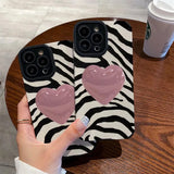 Fashion Pink Love Heart Zebra Pattern iPhone Case - HoHo Cases
