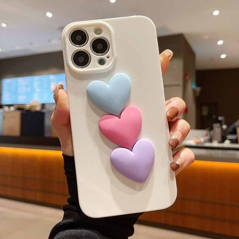 Cute Love Heart Candy Color iPhone Case - HoHo Cases For iPhone 14 / White