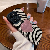 Fashion Pink Love Heart Zebra Pattern iPhone Case - HoHo Cases
