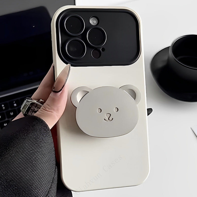 Cute 3D Bear Holder Gradient iPhone Case