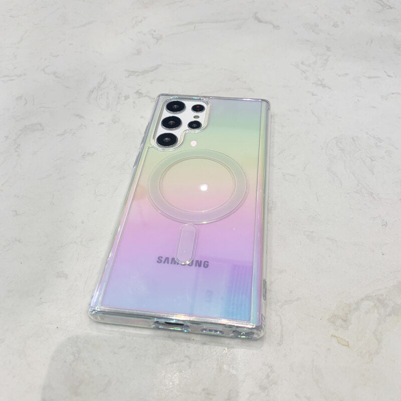 Laser Gradient Clear MagSafe Samsung Galaxy Case - HoHo Cases