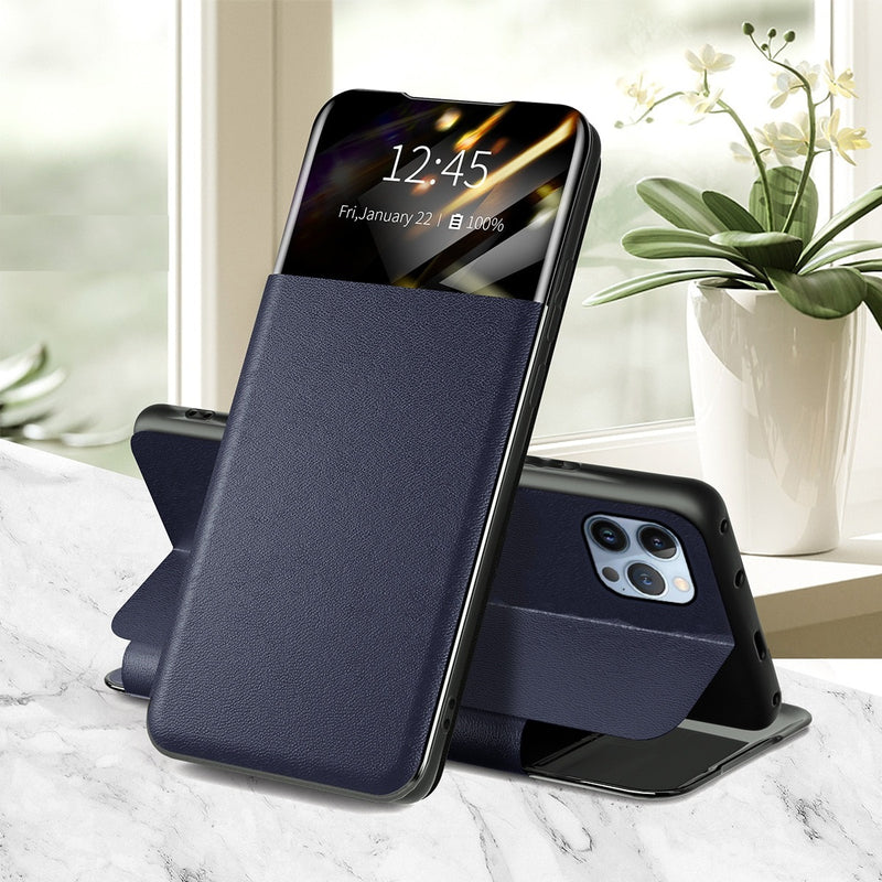 Smart Sleep Window-View Leather Google Pixel Case