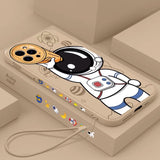 Funny Astronaut iPhone Case with Lanyard - HoHo Cases For iPhone 13 Mini / D